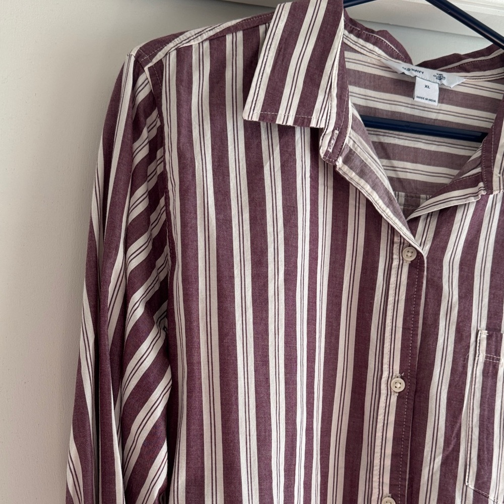 Old Navy Striped purple and White Shirt - Picture 5 of 5